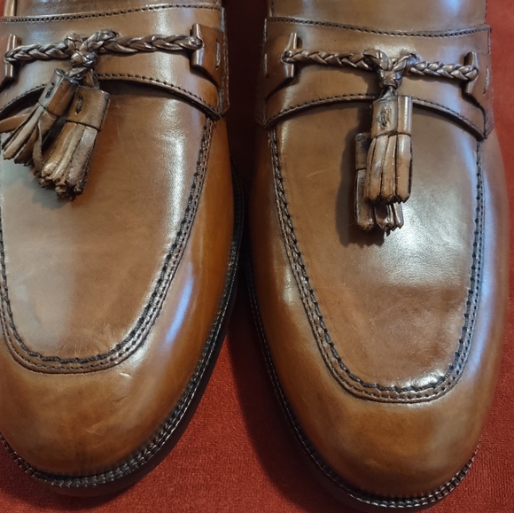 Johnston & Murphy Brown 15-7066 Slip On Leather Tassle Loafers Men’s 9.5 W - Picture 6 of 11